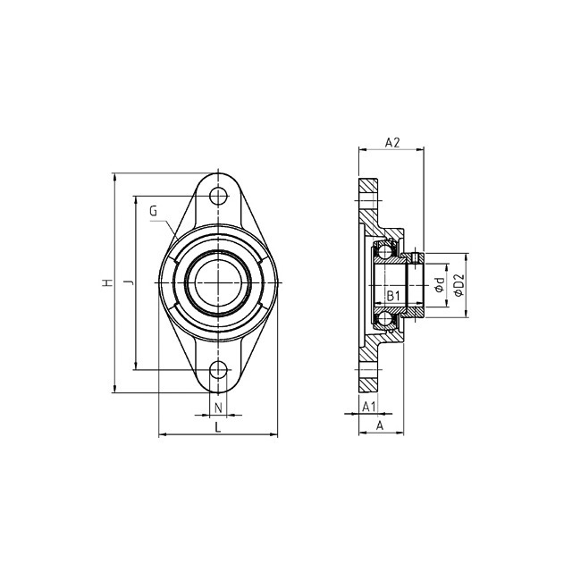 Palier Auto-aligneur Ovale Fonte AELFL209D1 référence fournisseur 40129091